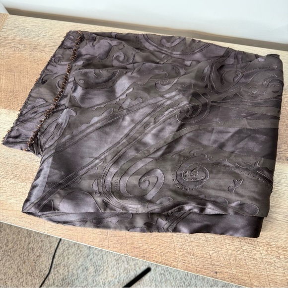 DANIER Chocolate Brown Silk Blend Lightweight Scarf Swirls Whimsical - Picture 6 of 12